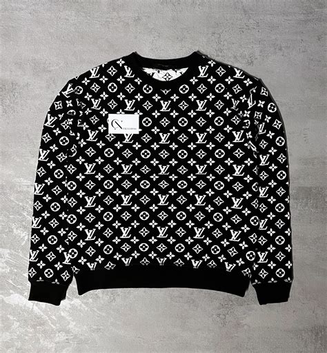 lv full monogram jacquard crew neck black|Sweaters, Sweatshirts & Hoodies for Men .